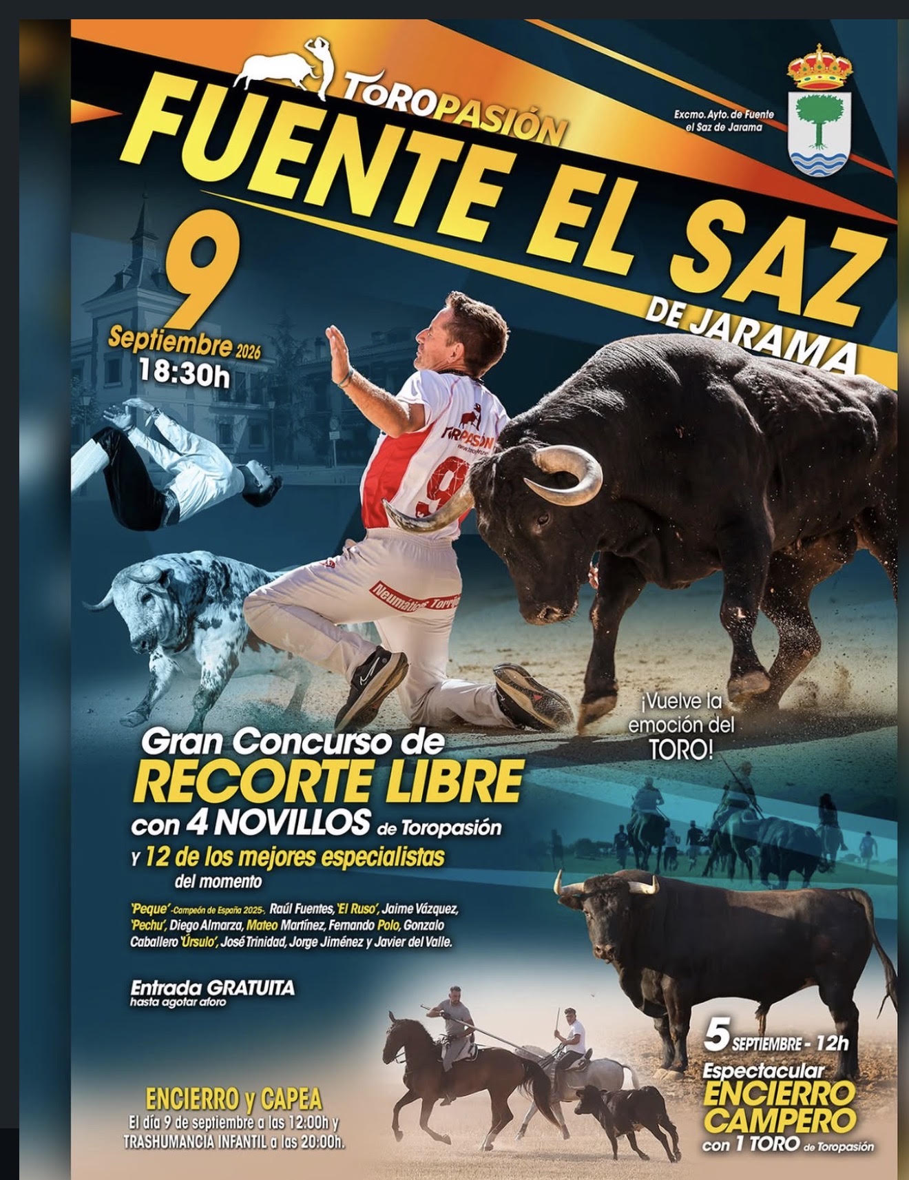 TOROS DE FUENTE EL SAZ JARAMA 9 SEPTIEMBRE 2026