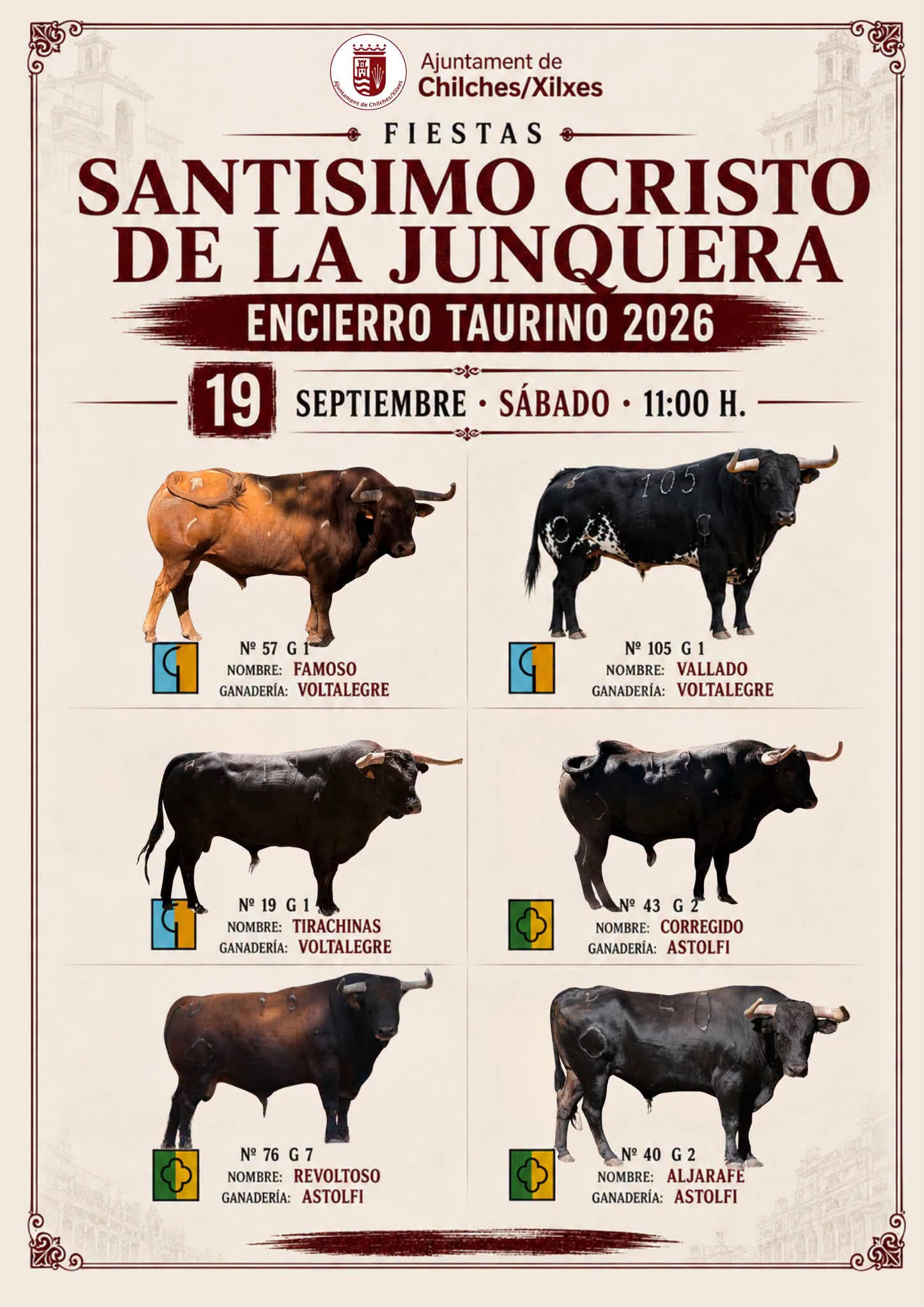 TOROS ENCIERRO XILXES 19 SEPTIEMBRE 2026