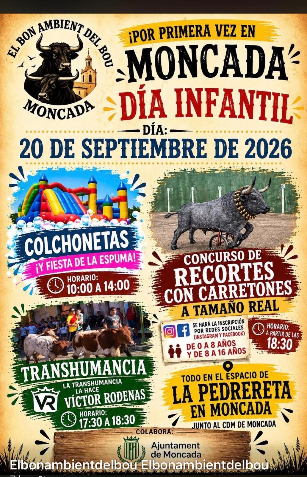 TOROS FIESTA INFANTIL MONCADA 20 SEPTIEMBRE 2026.