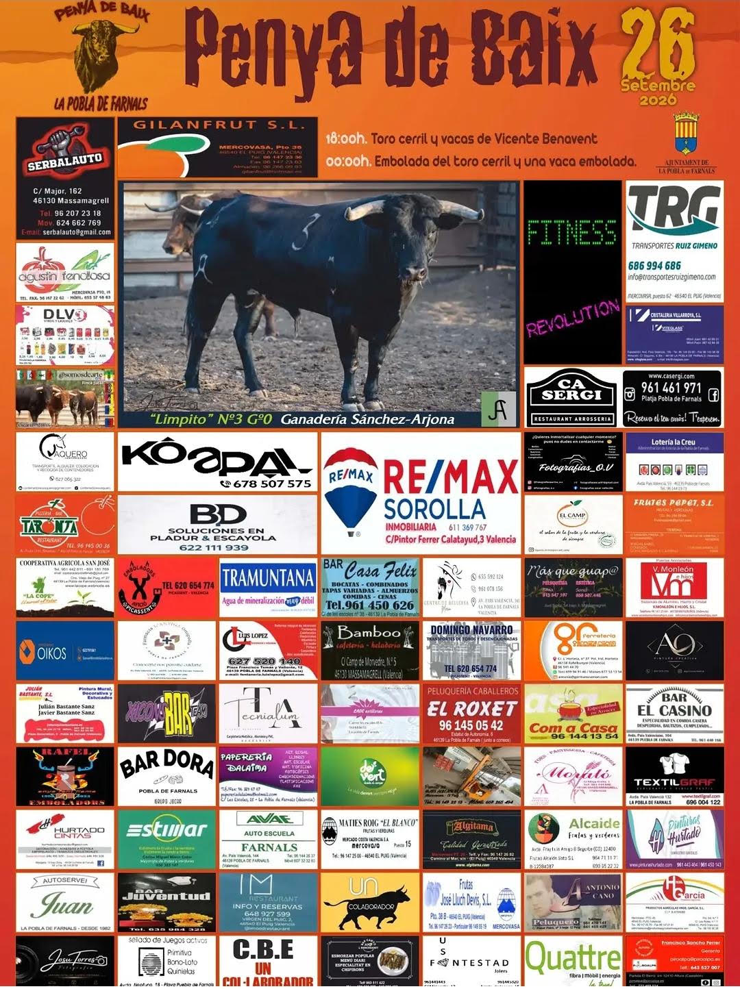 TOROS LA POBLA DE FARNALS 26 SEPTIEMBRE 2026
