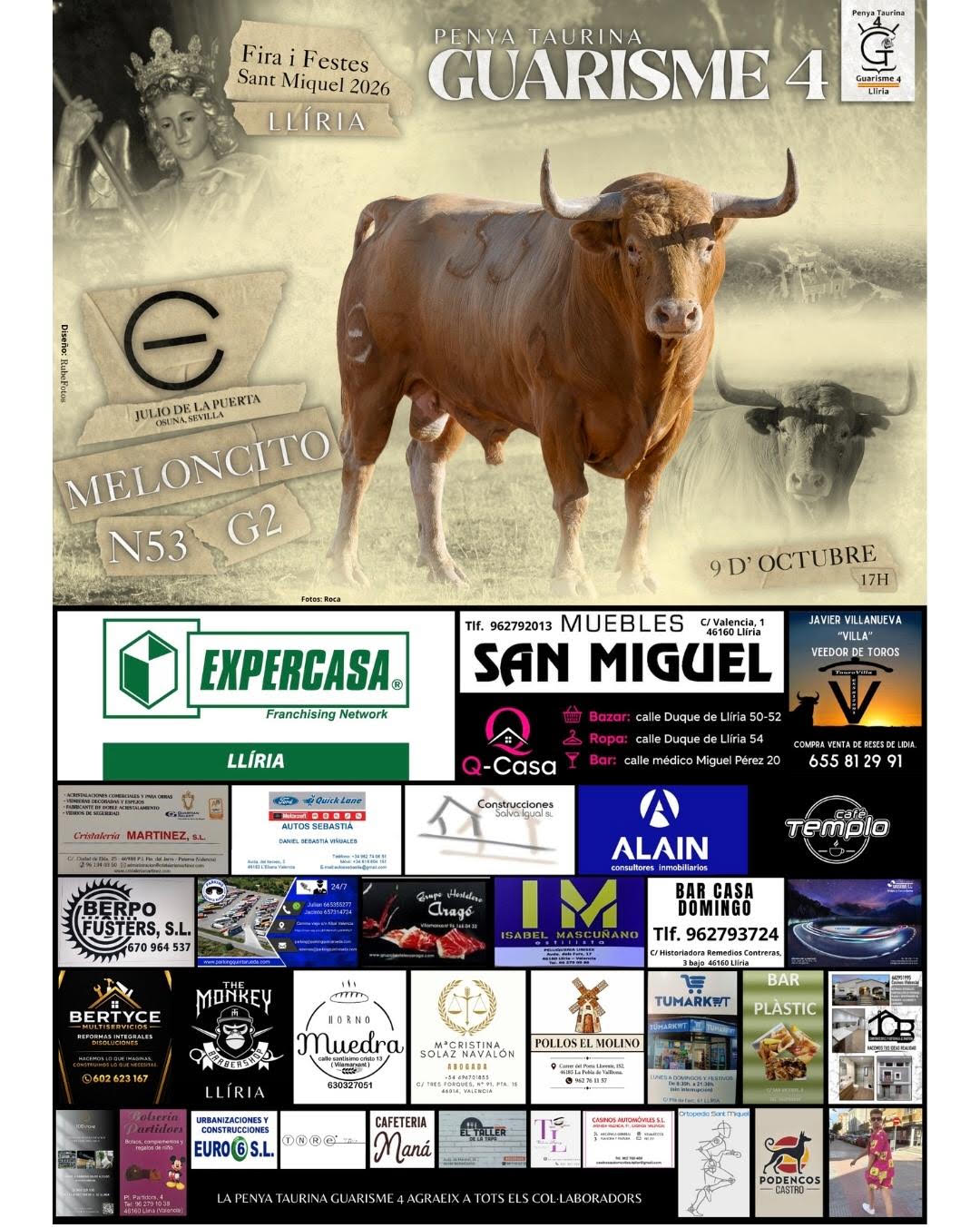 TOROS LLIRIA 9 OCTUBRE 2026