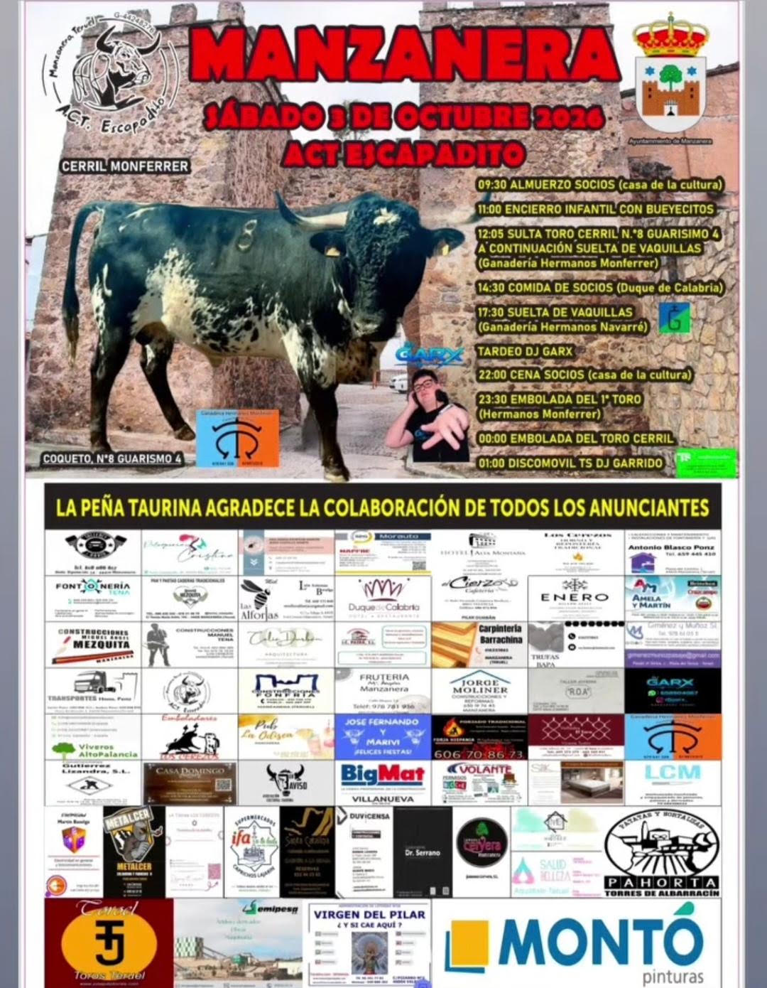 TOROS MANZANERA 3 OCTUBRE 2026
