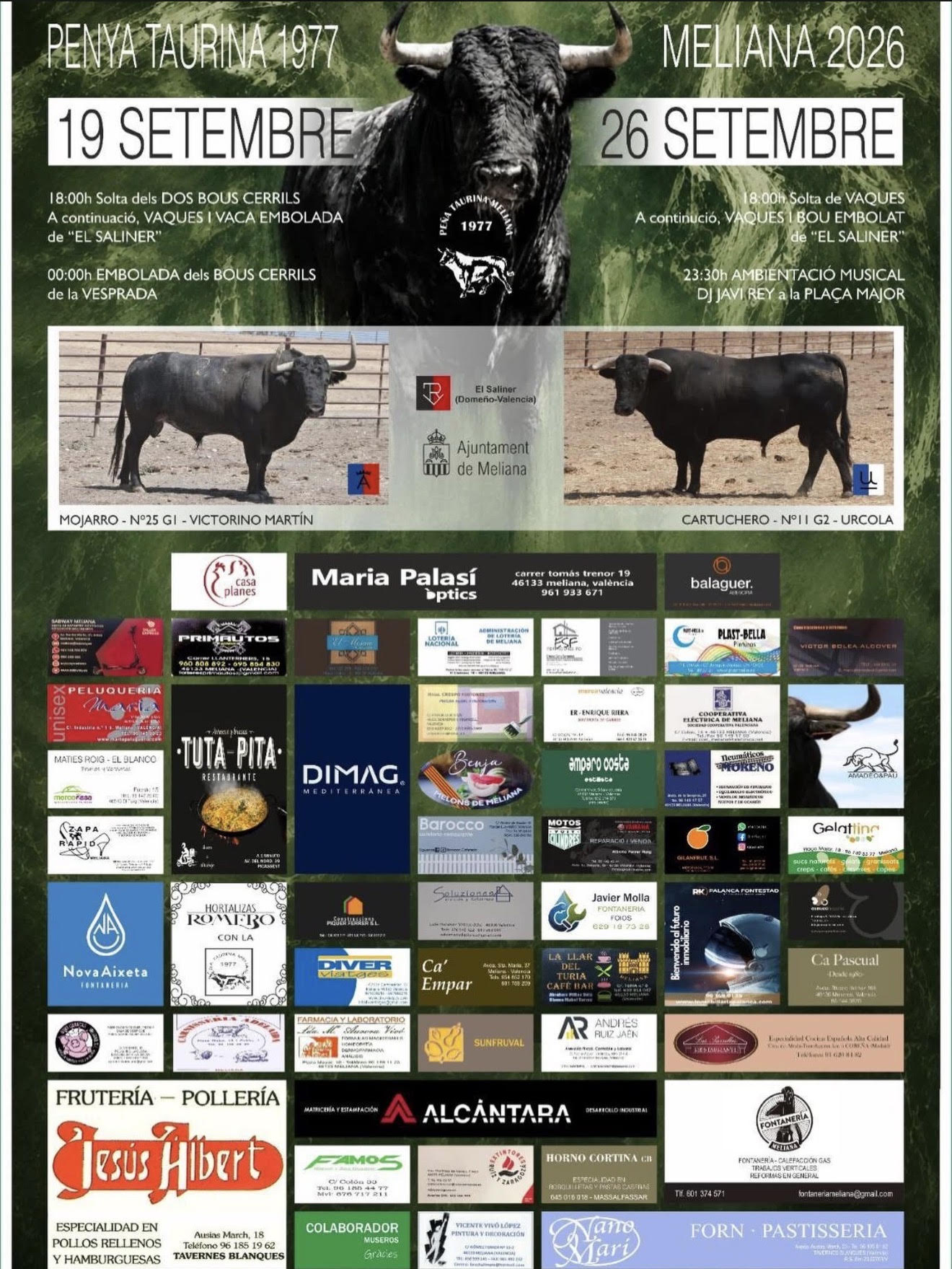 TOROS MELIANA 26 SEPTIEMBRE 2026