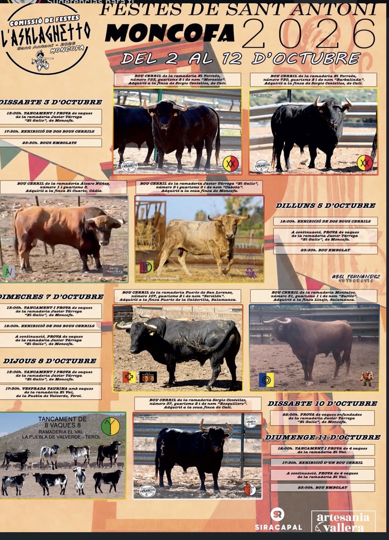 TOROS MONCOFA DEL 2 AL 12 DE OCTUBRE 2026