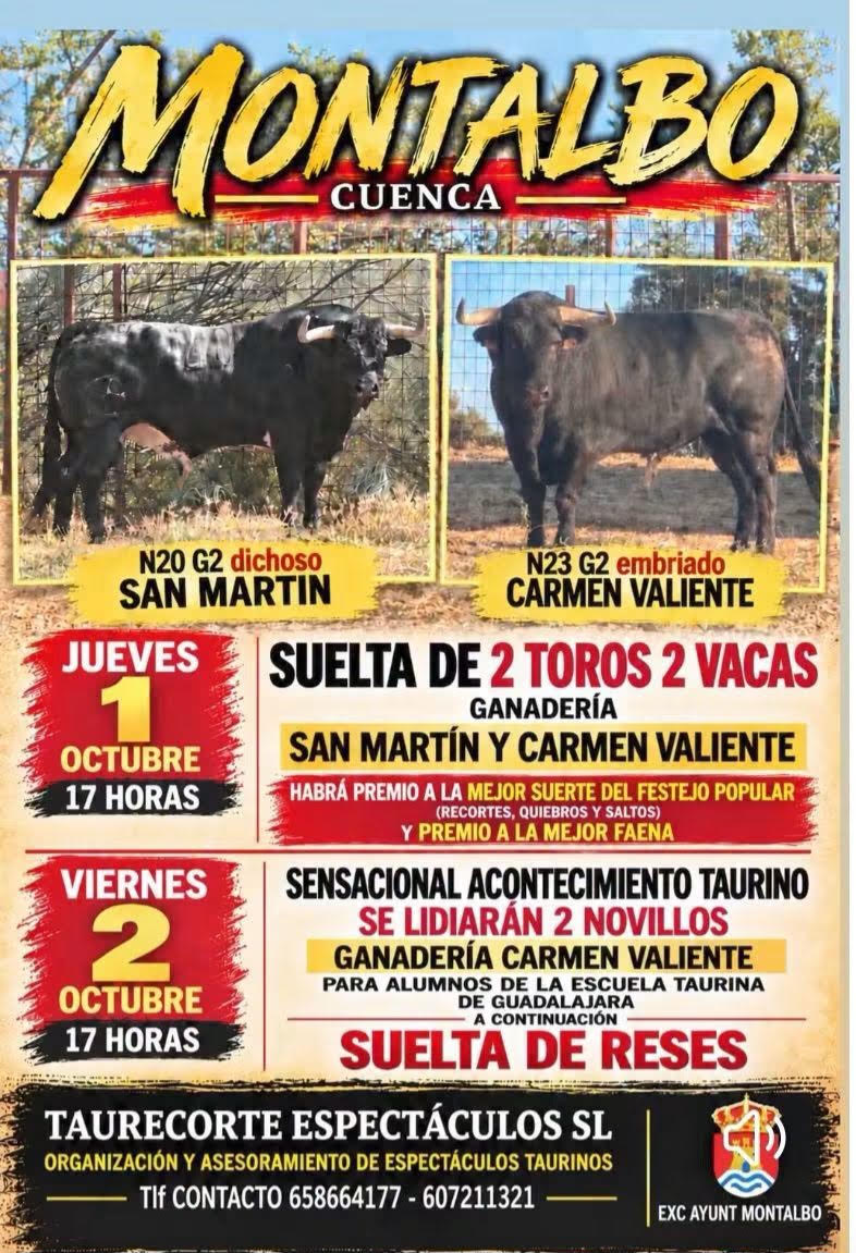 TOROS MONTALBO 1 Y 2 DE OCTUBRE 2026