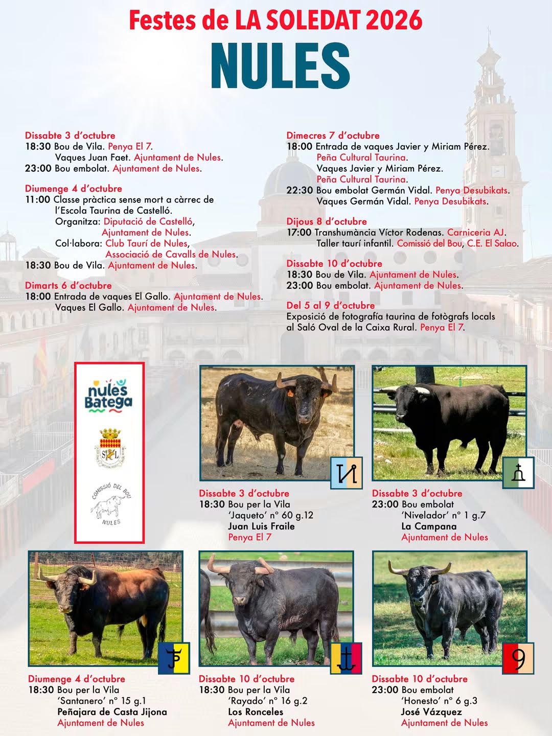 TOROS NULES 10 OCTUBRE 2026