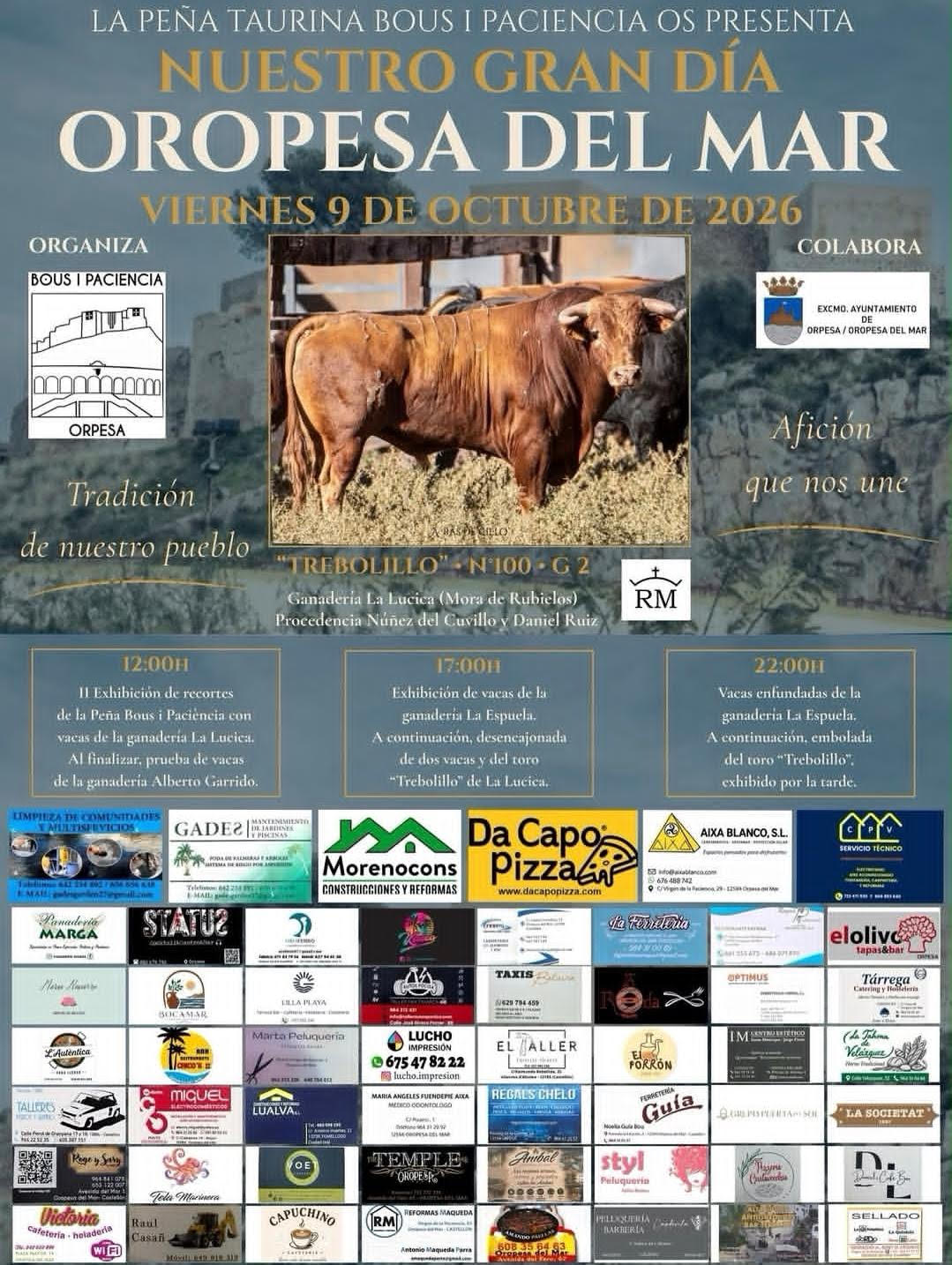 TOROS OROPESA DEL MAR 9 DE OCTUBRE 2026