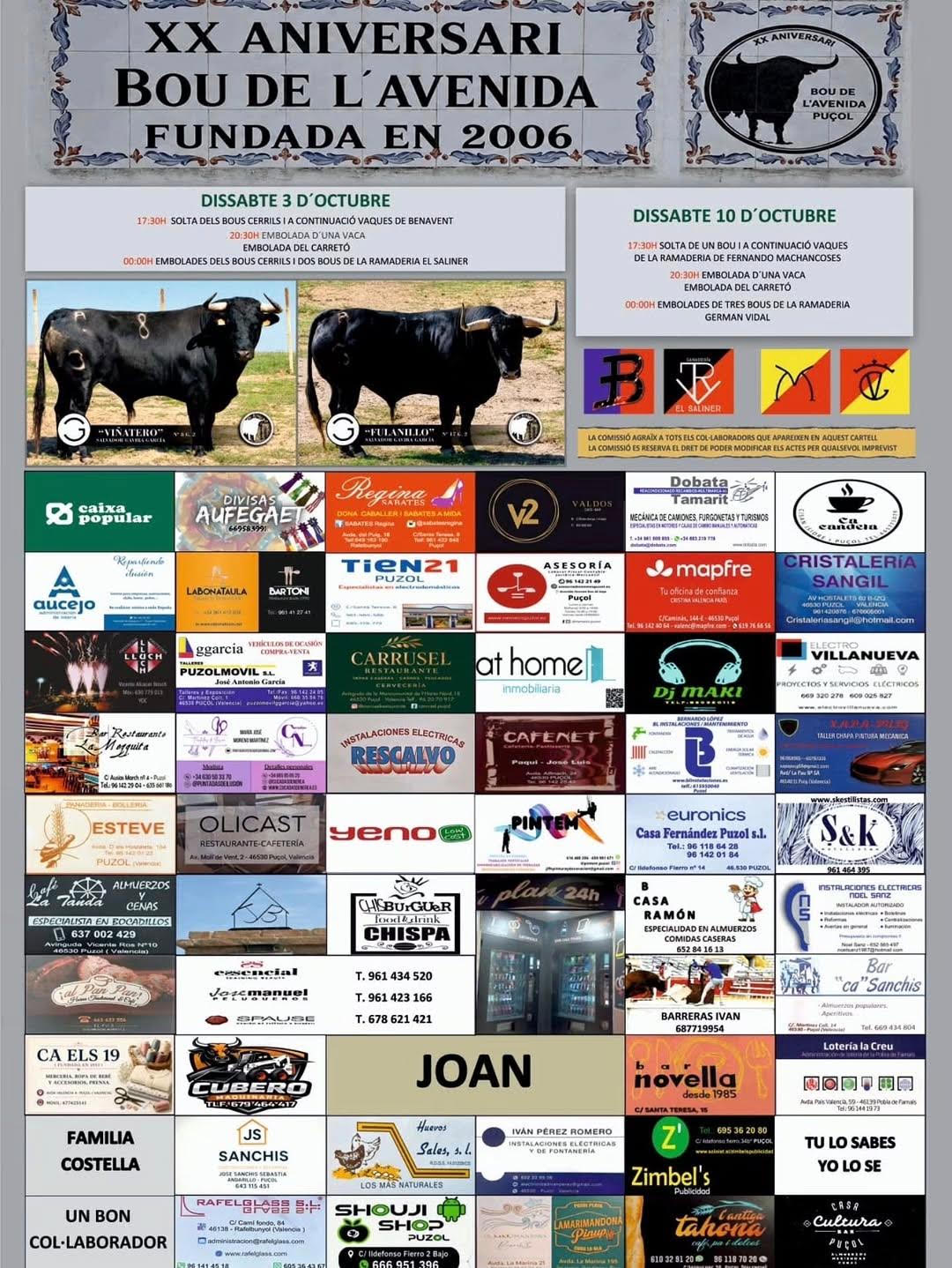 TOROS PUÇOL LA AVENIDA 3 Y 10 DE OCTUBRE 2026