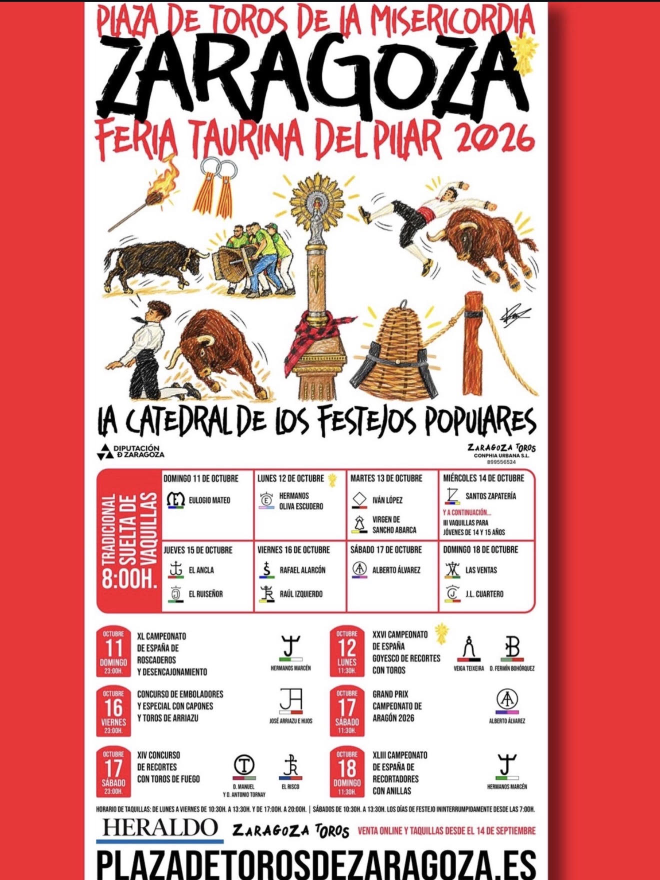 TOROS ZARAGOZA DEL 11 AL 18 DE OCTUBRE 2026