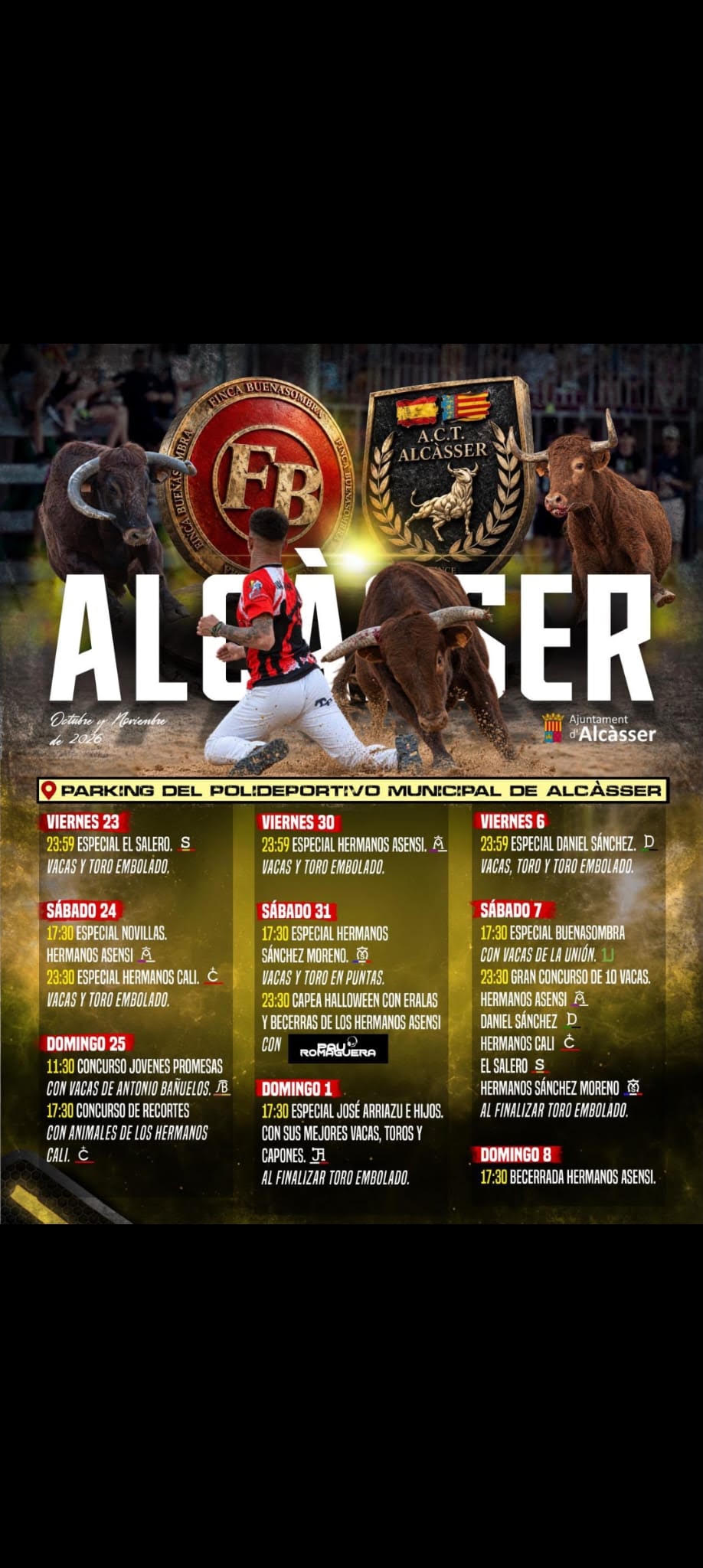 TOROS ALCASSER DEL 6 AL 8 DE NOVIEMBRE 2026