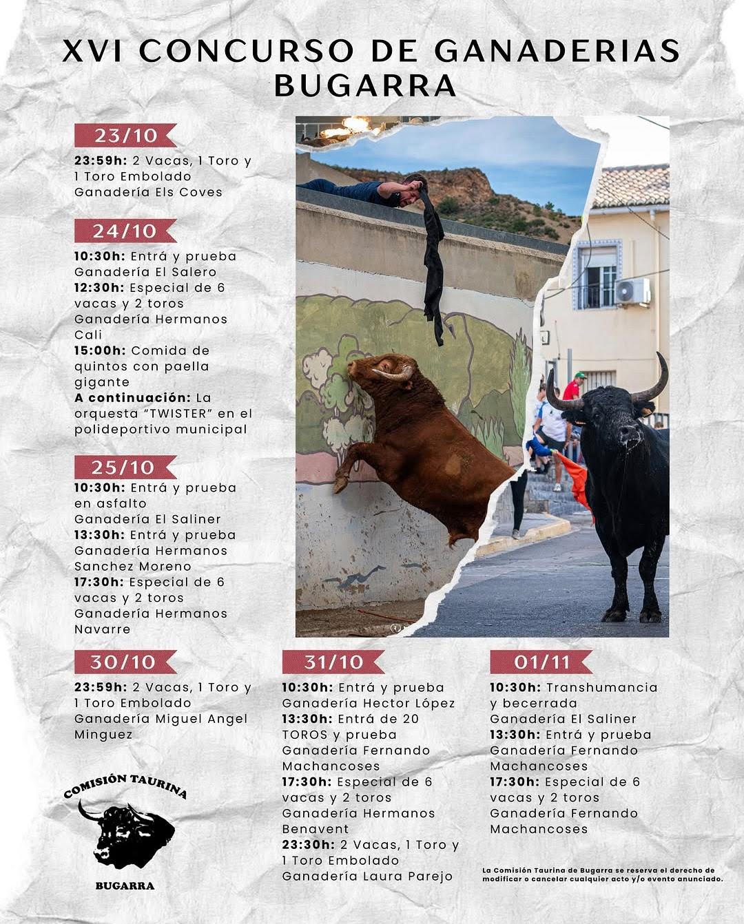 TOROS BUGARra DEL 23 AL 25 DE OCTUBRE 2026