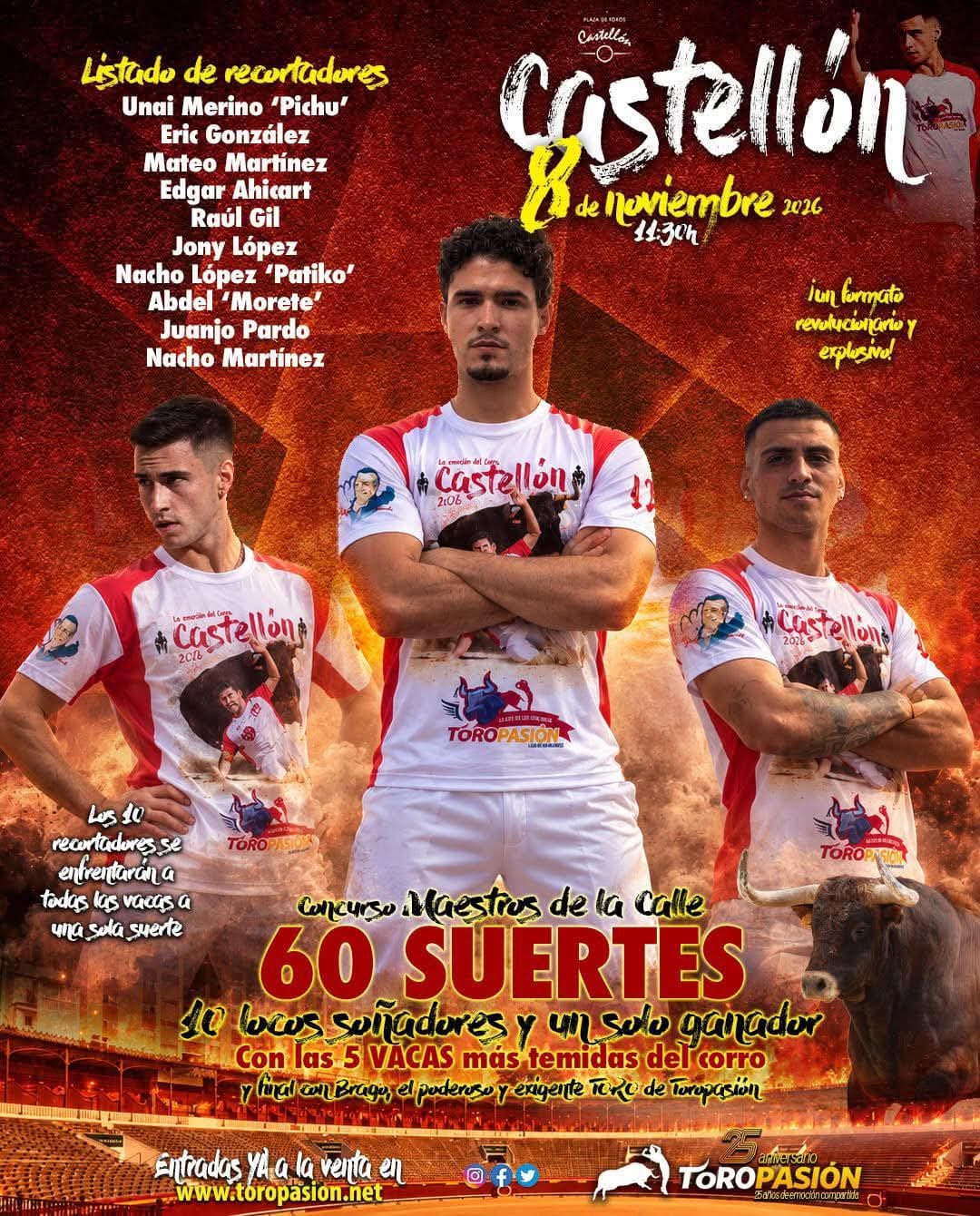 TOROS MAESTROS DE LA CALLE CASTELLON 8 NOVIEMBRE 2026